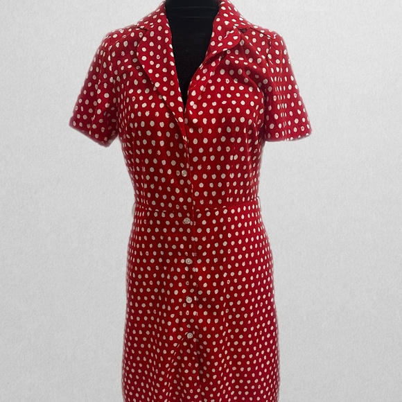 A New Day Red Polka Dot Dress – Button Front Fit & Flare - XS #vintagestyle - Picture 1 of 4